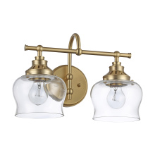 Golden 3610-BA2 BCB-CLR - Wry Lighting Daphne 2-light Vanity in Brushed Champagne Brass